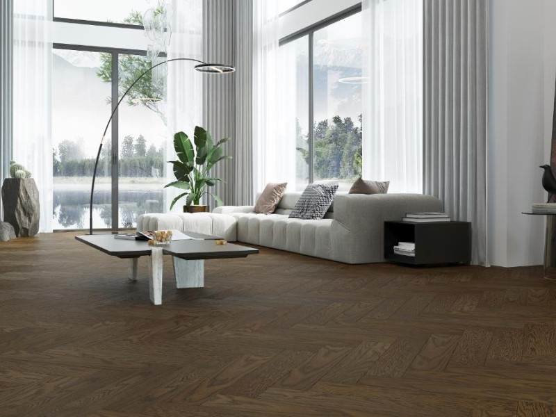 Кварцевый паркет Quartz Parquet Английская Ёлка Дуб Брауни 33-413 5/0,6 мм