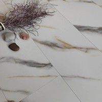 Каменный ламинат Stone Floor Мрамор Бело-золотой DC833