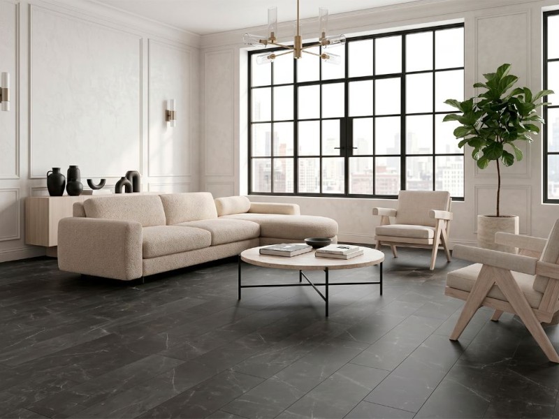 Каменный ламинат Stone Floor Мрамор Графитовый 88182-3 Каменный ламинат Stone Floor Мрамор Графитовый 88182-3